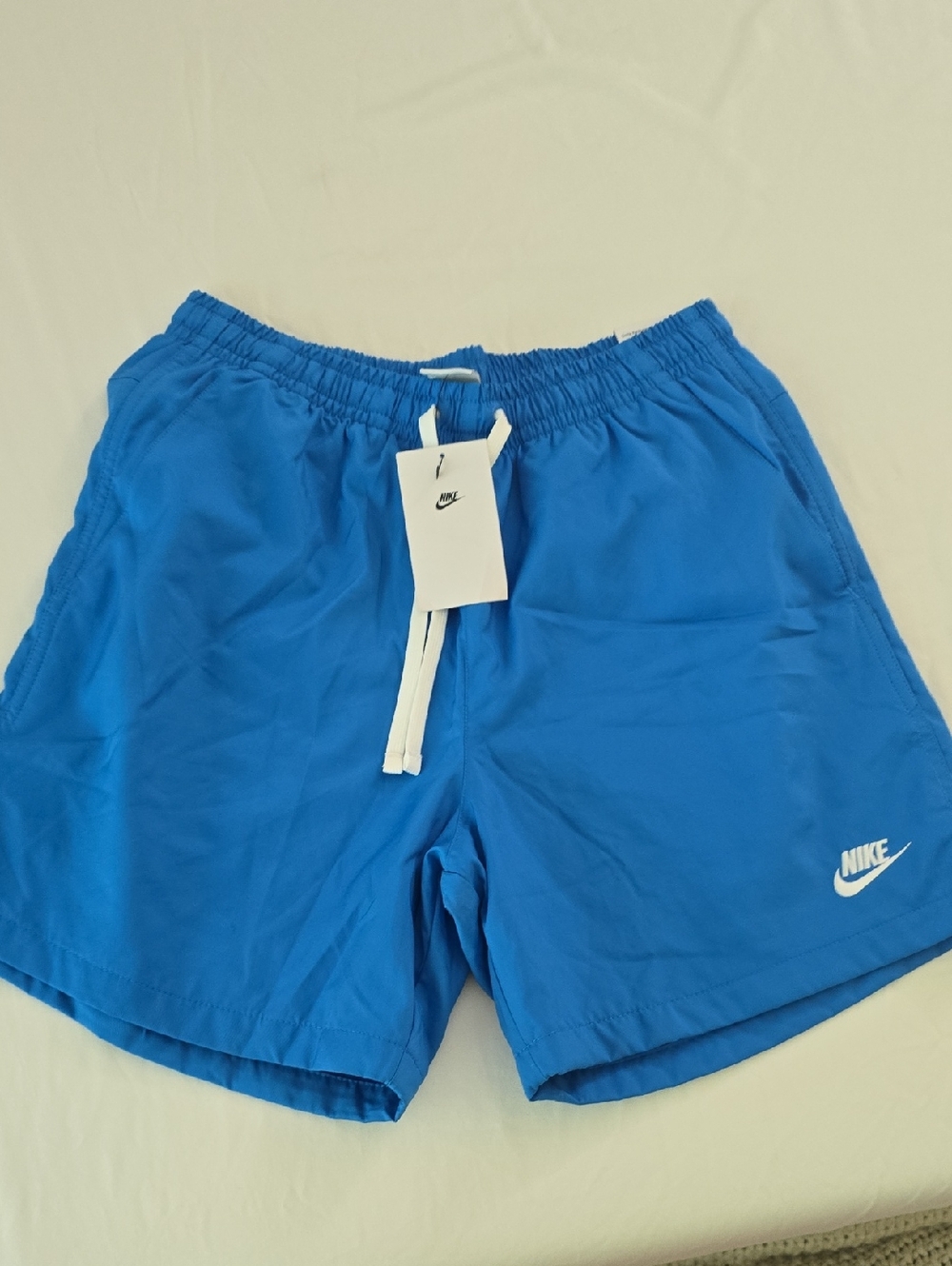 Nike Bright Blue Swim Shorts with White Drawstring